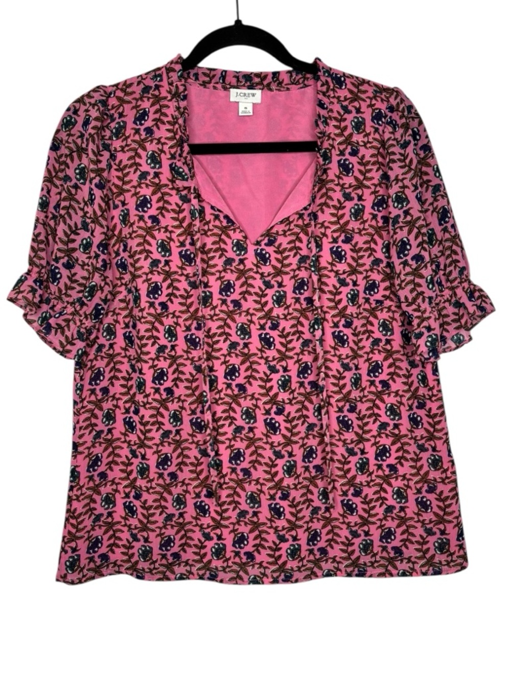 J.Crew Women's Pink Floral Short Sleeve Top Lightweight Casual Small